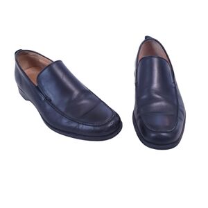 Coach Corbin Loafers, Black Leather Slip On Dress Shoes, Made in Italy, Size 8